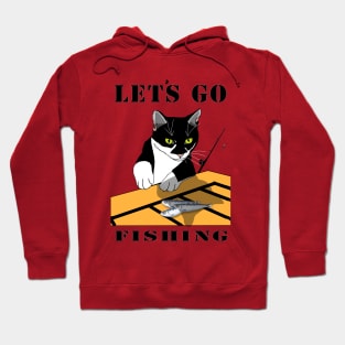 Cute Tuxedo Cat Lets go fishing  Copyright TeAnne Hoodie